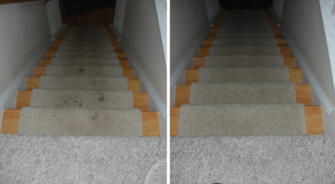 Stair runner before and after CitruSolution cleaning